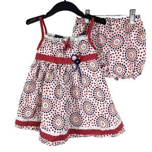 So La Vita Baby Girl 2 Pc Dress and Bloomers Eyelet Trim